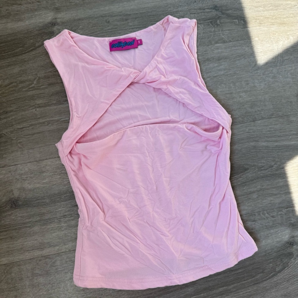 Edikted Light Pink Crisscross Tank Top